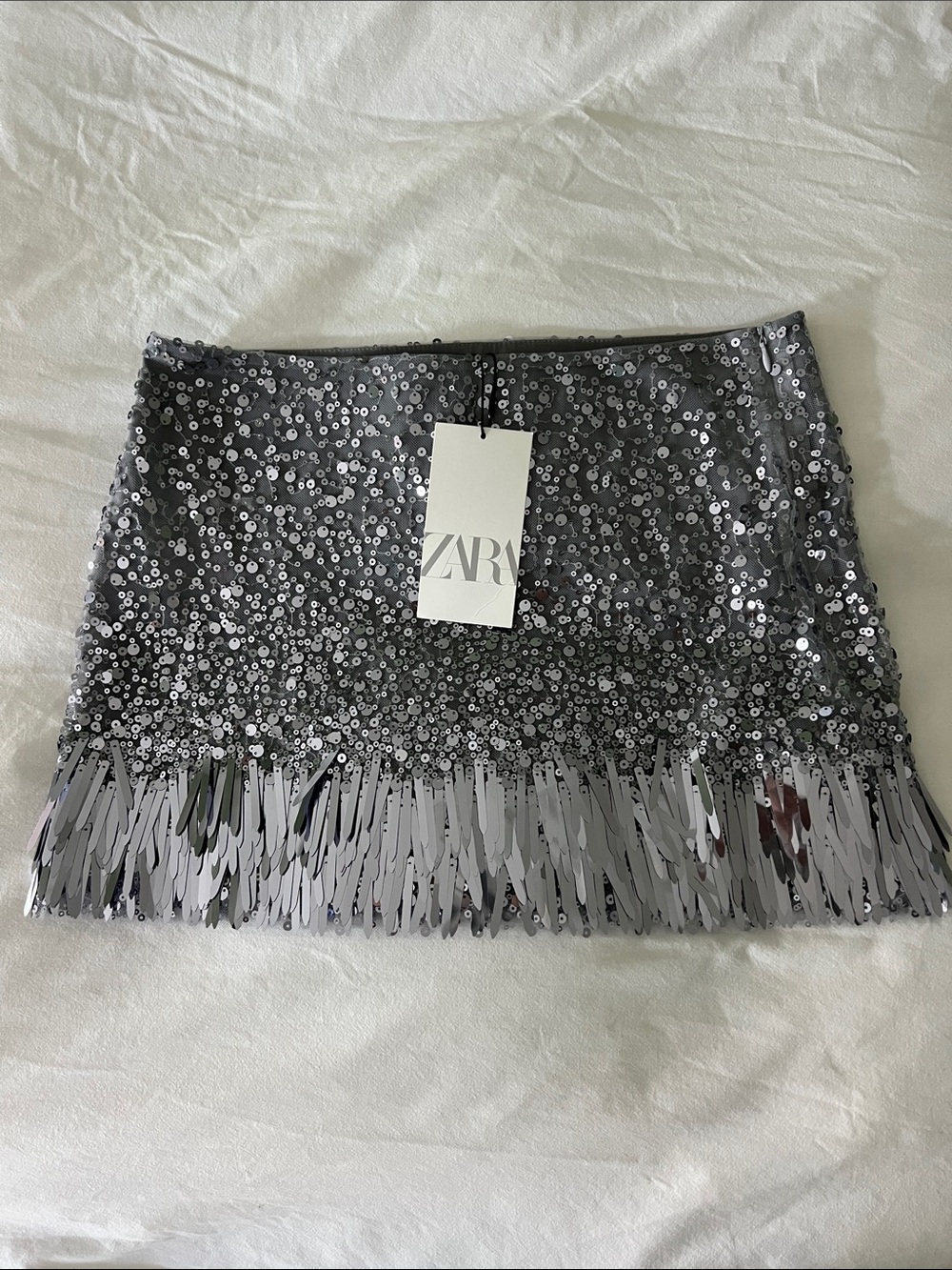 NWT Zara fringe sequin mini skirt